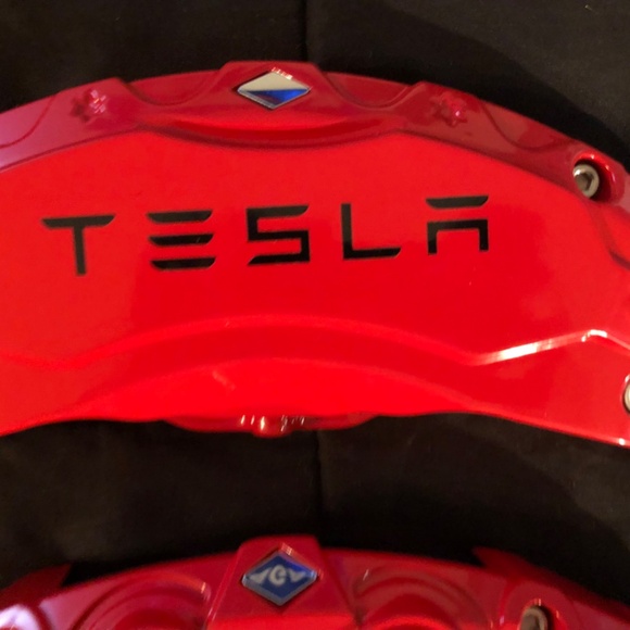 New Tesla Set of 4 Red Brake Caliper Covers front & back - Picture 3 of 11